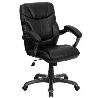 Flash Furniture GO 724M MID BK LEA GG Mid Back Black Leather Overstuffed Office Chair   Executive Chairs