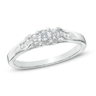 CT. T.W. Princess Cut Diamond Three Stone Promise Ring in 10K