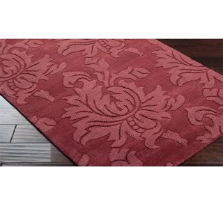 Surya Carpet, Inc Hand Loomed Crete Casual Solid Tone on tone Floral Wool Area Rug (8 X 11) Burgundy Size 8 x 11
