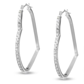 Diamond Fascination™ Large Heart Hoop Earrings in 14K White Gold