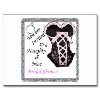 bridal Shower invite   Naughty & Nice Pink & black Postcard