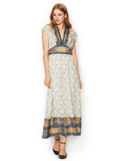 Wallpaper Toile Deep V Maxi Dress by Anna Sui