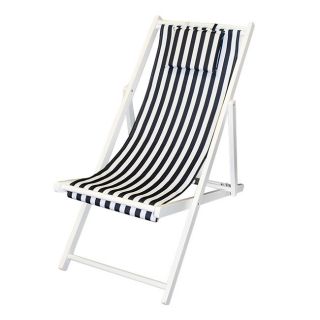 Blue/ White Stripe Folding Deck Chair