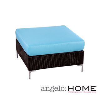 Angelohome Napa Springs Mediterranean Ocean Blue Ottoman/table Indoor/outdoor Resin Wicker