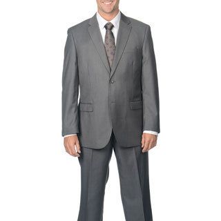 San Malone Caravelli Mens Grey Notch Collar 2 button Suit Grey Size 36R