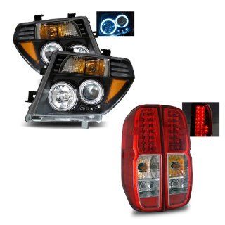 05 08 Nissan Frontier Black Projector Headlights /w Amber + LED Tail Lights Combo Automotive