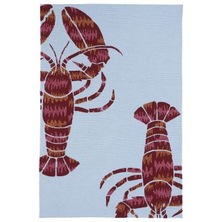 Luau Blue Lobster Print Indoor/ Outdoor Rug (3 X 5)