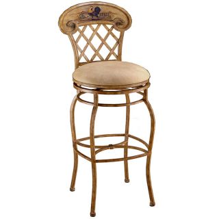 Rooster Country Beige Faux Seude Upholstered Swivel Stool