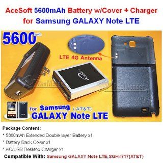 AceSoft 5600mAh Extended life battery w Hard Back Cover Door AC/USB Travel Dock Wall Home Desktop Charger For Samsung GALAXY Note LTE SGH I717 I717 I 717 AT&T Cell Phone USA Cell Phones & Accessories
