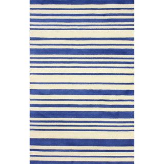 Nuloom Hand tufted Modern Stripes Blue/ Ivory New Zealand Wool Rug (5 X 8)