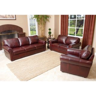 Abbyson Living Bella Burgundy Leather 3 piece Sofa Set