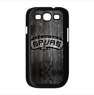 Wood Look NBA San Antonio Spurs Logo Samsung Galaxy S3 i9300 Black Designer Case Cover Protector Cell Phones & Accessories