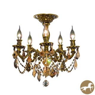 Christopher Knight Home Meilen 5 light Royal Cut Gold Crystal And French Gold Flush Mount