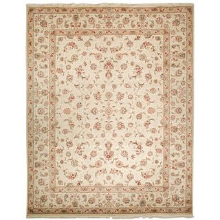 Safavieh Hand knotted Tabriz Floral Ivory/ Ivory Wool/ Silk Rug (5 X 7)