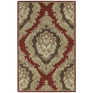 Hand tufted Lawrence Red Damask Wool Rug (76 X 9)