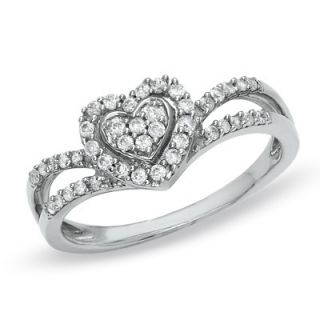 CT. T.W. Diamond Heart Duchess Ring in 10K White Gold   Zales