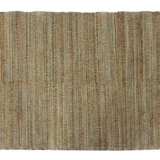 Hand made Solid Pattern Green/ Taupe Cotton/ Jute Rug (8x10)
