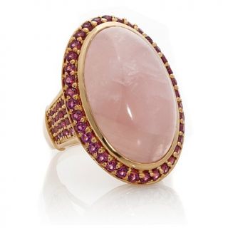 Rose Quartz and Rhodolite Vermeil Ring