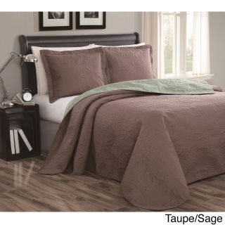 Private Label Cambria 3 piece Reversible Quilt Set Taupe Size King