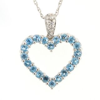 Blue Topaz and Diamond Accent Heart Pendant in 10K White Gold   Zales