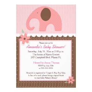 Little Elephant (Pink) 5x7 Baby Shower Invitation
