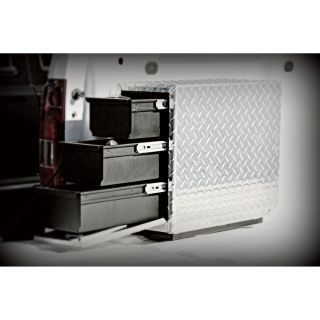Aluminum Sidebed Truck Box with 3 Drawers — Diamond Plate, 7 5/8in.W x 18in.D x 15 1/2in.H  Sidebed Boxes