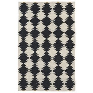 Flatweave Tribeca Black Wool Rug (2 X 3)