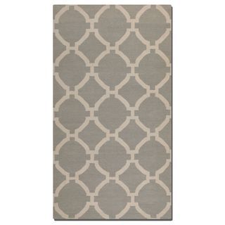 Bermuda Grey Geometric Pattern Flatweave Wool Rug (8 X 10)
