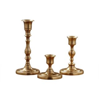 Oxford Circle Aged Brass Candlestick (set Of 3)