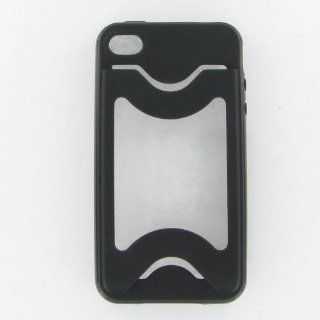 Apple iPhone 4S/ CDMA/ 4 Crystal Black Skin Case w/ Credit Card Holder Cell Phones & Accessories
