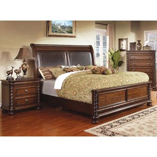 Furniture Of America Dragia 2 piece Brown Cherry Bed With Nightstand Set