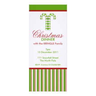 Candy Canes green Christmas Dinner Invitation