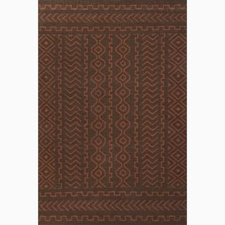 Handmade Tribal Pattern Brown/ Red Wool Rug (9 X 12)