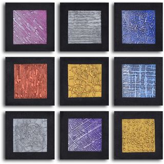 'Tic tac toe tin tiles' 9 piece Hand Painted Oil Painting My Art Outlet Canvas
