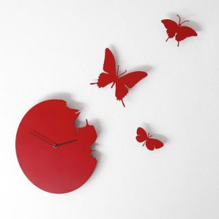 Diamantini & Domeniconi Butterfly Wall Clock 392 Color Red