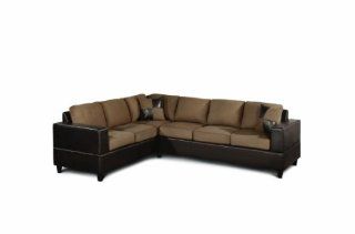 Bobkona Trenton 2 Piece Sectional Sofa with Accent Pillows, Saddle   Microfiber Sectional