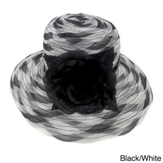 Swan Hat Swan Hat Womens Two tone Braided Crinalin Packable Flower Hat Black Size One Size Fits Most