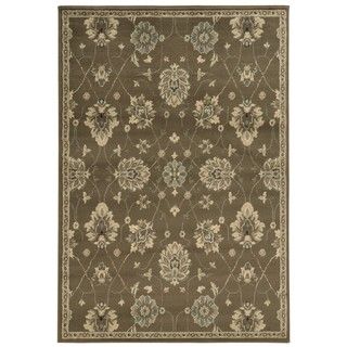 Casual Floral Brown/ Beige Area Rug (67 X 93)