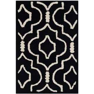Safavieh Handmade Moroccan Cambridge Black/ Ivory Wool Rug (3 X 5)