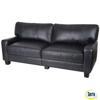 Serta Santa Rosa Collection Smooth Black Bonded Leather Eco friendly Sofa