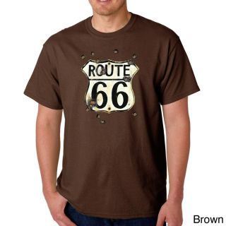 Los Angeles Pop Art Mens Route 66 Bullet Hole T shirt Brown Size S
