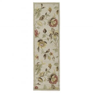 Hand tufted Lawrence Oatmeal Floral Wool Rug (23 X 76)