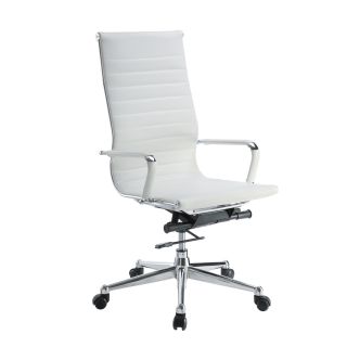 Pantera White Leather And Chrome High Back Desk Chair