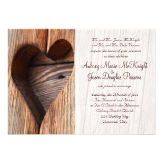 Rustic Country Wooden Heart Wedding Invitations