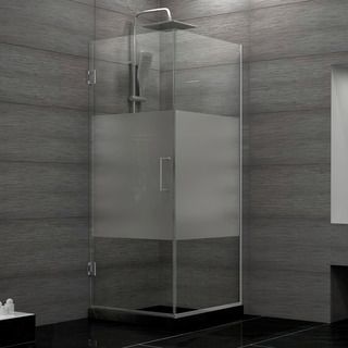 Dreamline Unidoor Plus 72 In.h X 30 In.d X 30.375 In.w Frameless Hinged Shower Enclosure, Half Frosted Glass