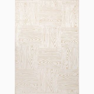 Hand made Ivory/ Taupe Art Silk/ Chenille Transitional Rug (7.6x9.6)