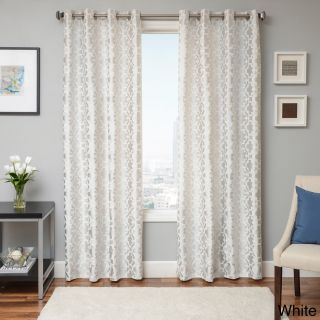 Softline Home Fashions Peyton Tile Woven Jacquard Grommet Top Curtain Panel White Size 55 x 84