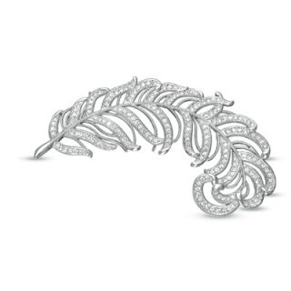 AVA Nadri Crystal Feather Brooch in White Rhodium Plated Brass   Zales