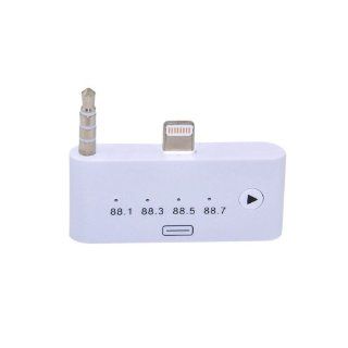 White 30 Pin to 8 Pin 3.5mm audio adapter Converter FM Radio Transmitter for iPhone 5, iPhone 5c, iPone 5s, iPod Touch, iPod Nano   Players & Accessories