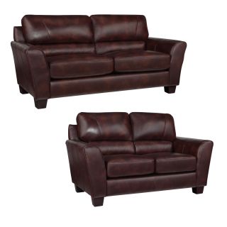 Eclipse Chocolate Brown Italian Leather Sofa And Loveseat